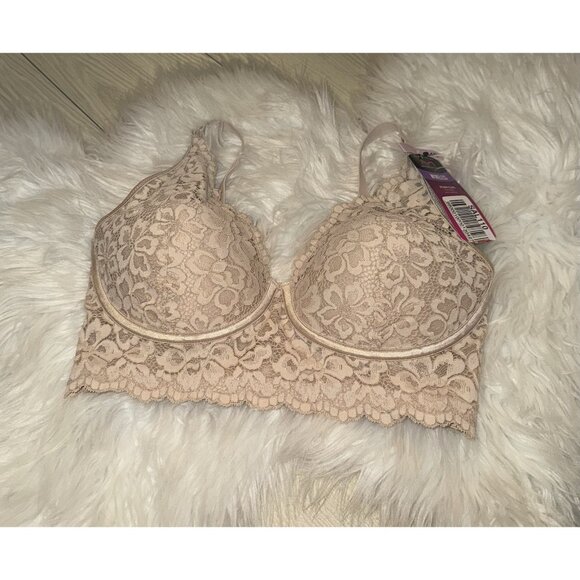 Maidenform DM1188 Convertible Bralette Bra Lace Lightly Lined Womens 34D Beige - Picture 1 of 6